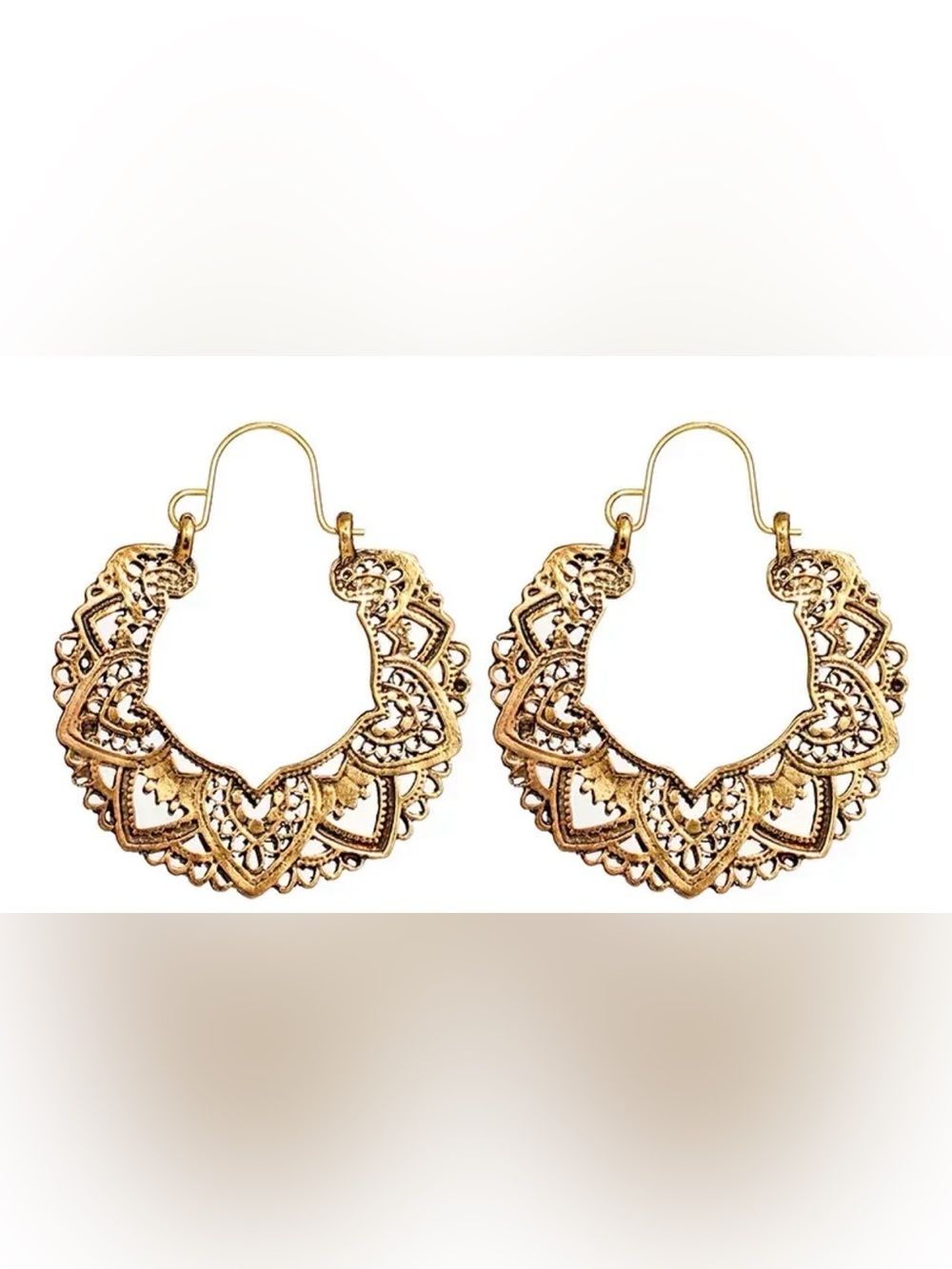 Bohemian Filigree Hoop Drop Earrings - Women Jewelry